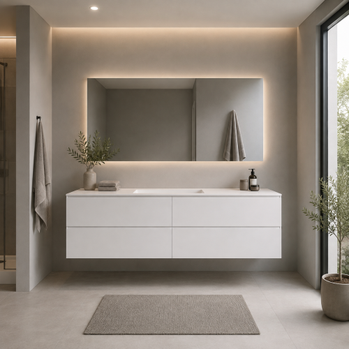 Bespoke Vanity Top + Wall-Hung MDF Cabinet – 4 Drawers | 5049