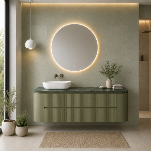 Genuine Marble + Wall-Hung MDF Cabinet | 3608