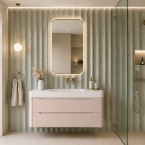 Wall-Hung Lacquered MDF Cabinet + 2 Glass Basins | 3211