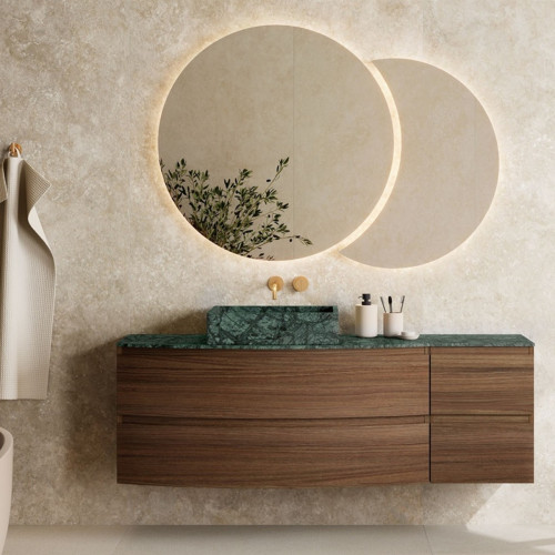 Authentic Carrara Marble Basin + Wall-Hung Solid Oak Cabinet – 2/4 Drawers | 3732