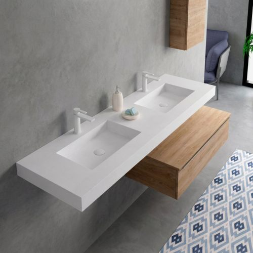 Bespoke Solid Surface Double Washbasin – Model 3010