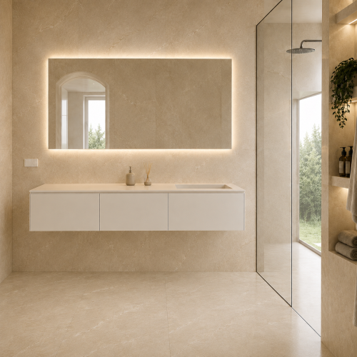 Bespoke Vanity Top + Wall-Hung MDF Cabinet – 3 Drawers | 5050