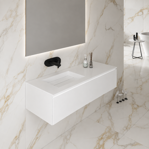 Bespoke Vanity Top + Wall-Hung MDF Cabinet, 1 Drawer | 3202