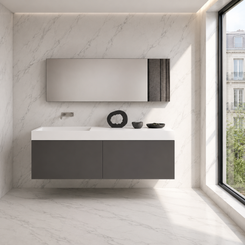 Solid Surface Basin + Wall-Hung MDF Cabinet - 2 Side-by-Side Drawers | 3324