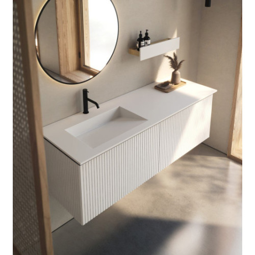 Corian Vanity Top + Fluted Lacquered MDF Cabinet | 2 Drawers — 321678