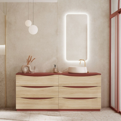 CORIAN® Vanity Top + Wall-Hung MDF Cabinet – 2 Side-by-Side Drawers | 3297